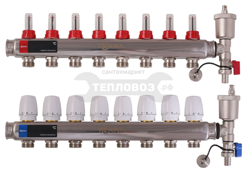 Купить Terra TCS-08, 1"х8-выходов 3/4 евроконус, нержавеющая сталь в интернет-магазине Тепловоз