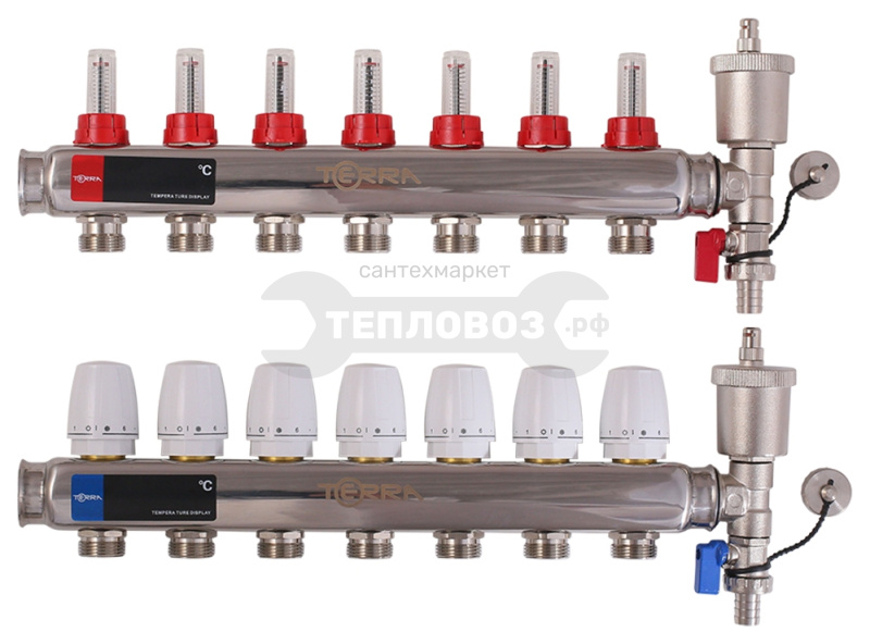 Купить Terra TCS-07, 1"х7 выходов 3/4 евроконус, нержавеющая сталь в интернет-магазине Тепловоз