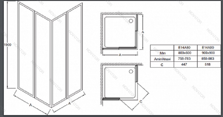 Jacob Delafon Serenity E14A90-GA, 90х90 см