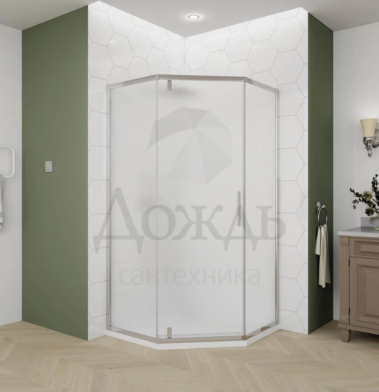 Купить 90х90 см, Veconi Ottomo OP10CH-9090-07-C9, стекло матовое, хромированный профиль в интернет-магазине Дождь