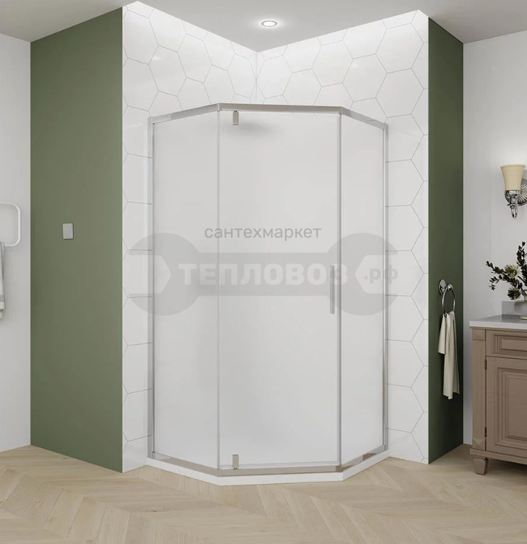 Купить 90х90 см, Veconi Ottomo OP10CH-9090-07-C9, стекло матовое, хромированный профиль в интернет-магазине Тепловоз