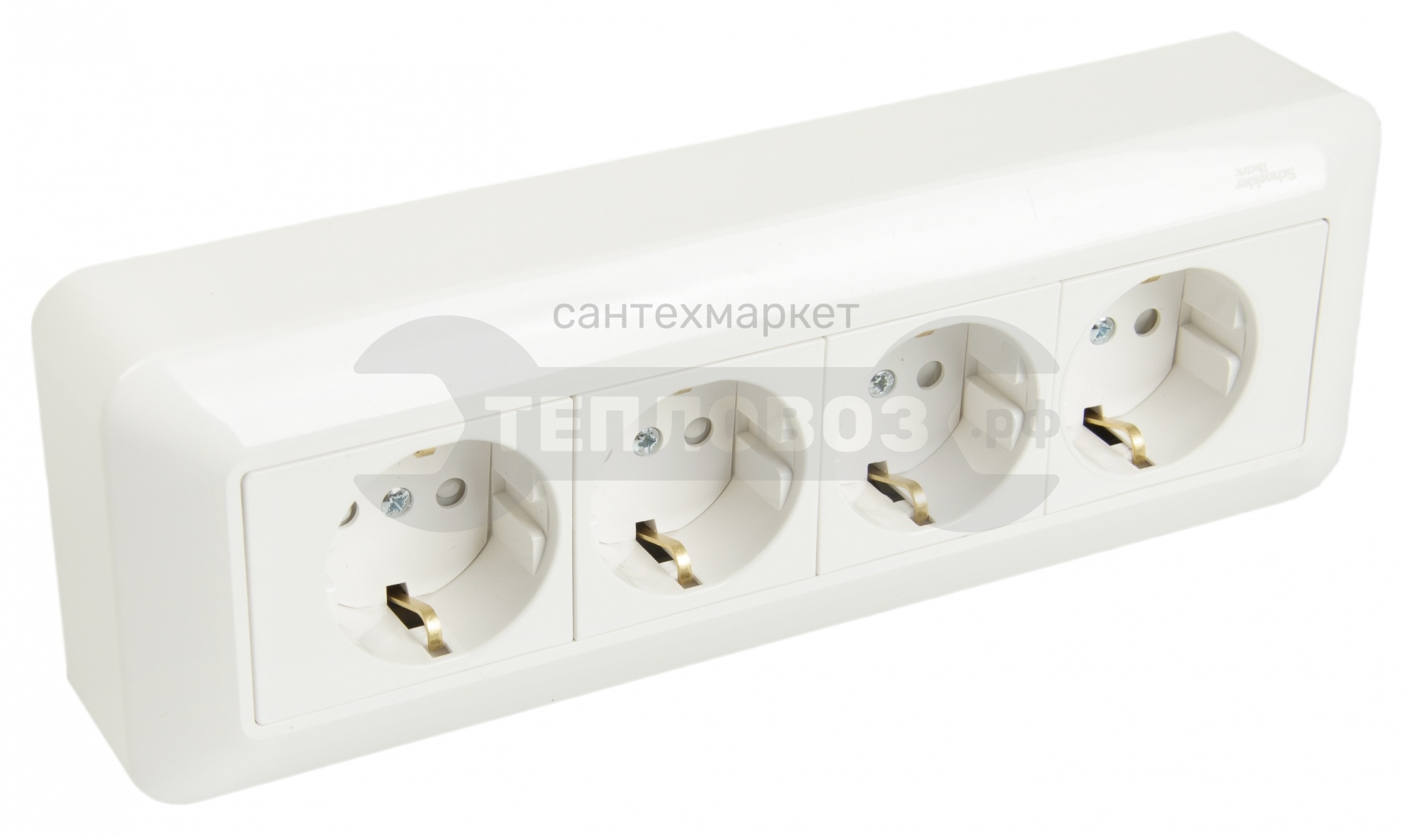 Розетка Schneider Electric о/п 4-ая 16А с ЗК з/шт Прима PA-16-411M-б