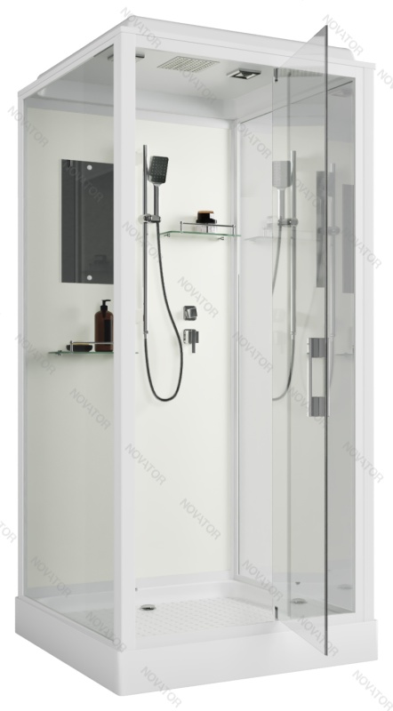 Niagara Standart 90х90 см, ST90/15Q, прозрачное стекло, белый профиль, низкий поддон