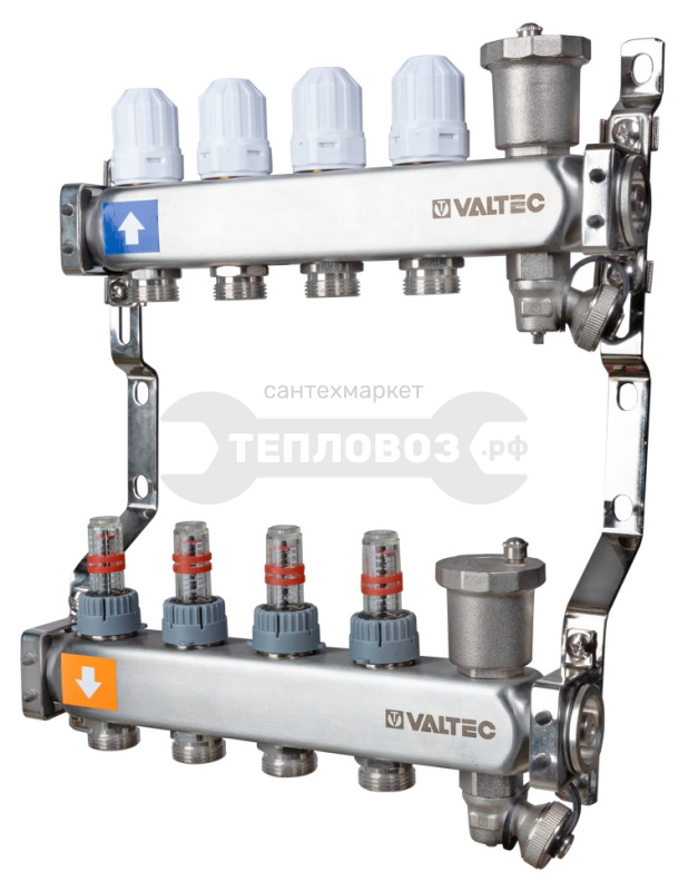 Купить Valtec VT 579 Emnx, 1"х9 выходов 3/4 евроконус, нержавеющая сталь в интернет-магазине Тепловоз