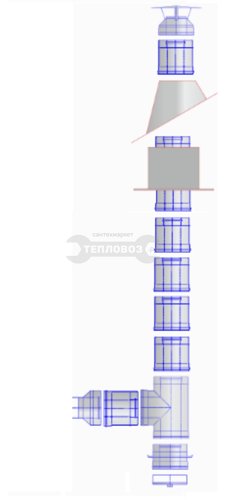 Купить Дымоход из оцинкованной стали Ferrum Ø 150 мм, 7 м, внутренний в интернет-магазине Тепловоз