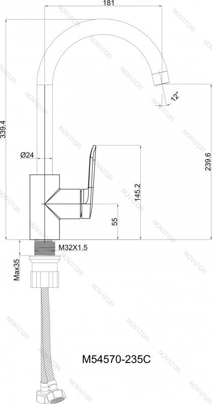 Otgon Grace Black M54570-235C(B), черный матовый