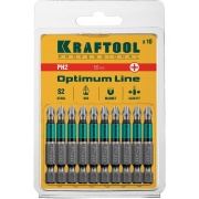Kraftool 26122-2-50-10 Optimum Line Биты, 50мм, E 1/4", 10 шт, для перфоратора