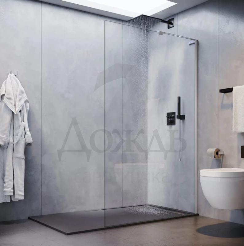 Купить Veconi 100х200 см KR-77 KR77-100-01-C8, прозрачное стекло, профиль хром в интернет-магазине Дождь