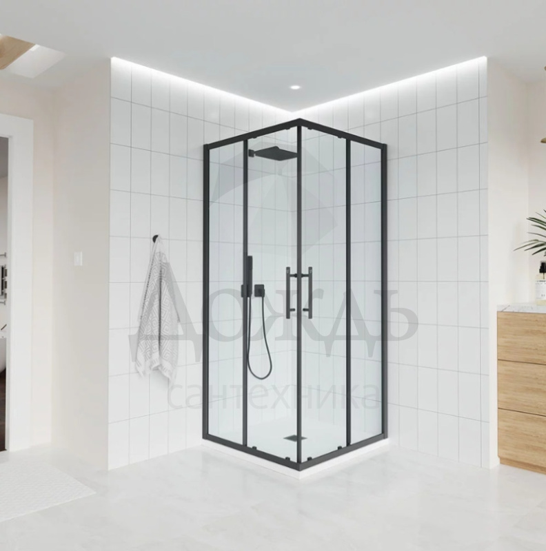 Купить Veconi 120х90 см, EVO E3-B-12090-01-C9, прозрачное стекло, профиль черный матовый, без поддона в интернет-магазине Дождь