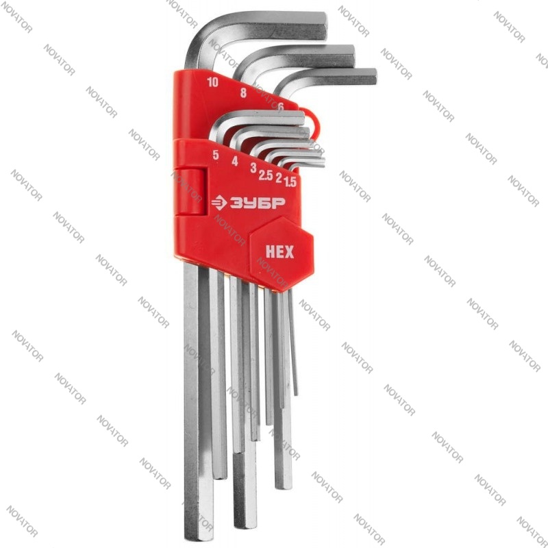 Зубр Мастер 27460-2_z02, Cr-V, HEX 1,5-10 мм, длинные, 9 предметов