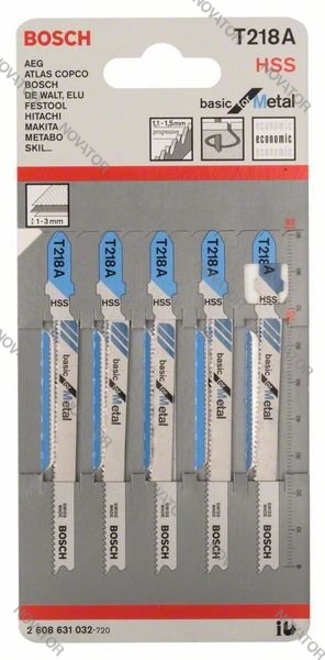 Bosch T218А, 67 мм, 5шт., для эл.лобзика