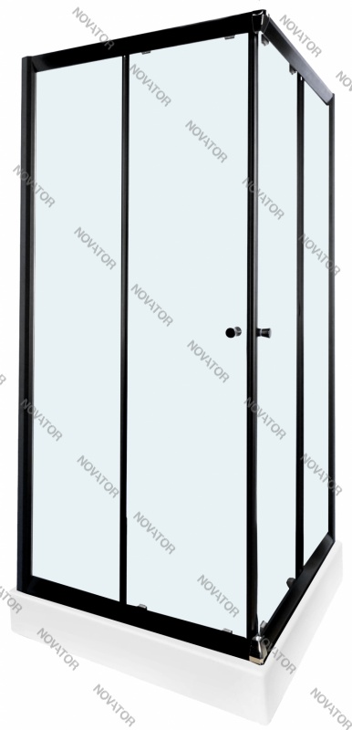 Galletta 90х90 см, 310 90SQ-BT-01, 90SQ, прозрачное стекло, профиль черный, с поддоном