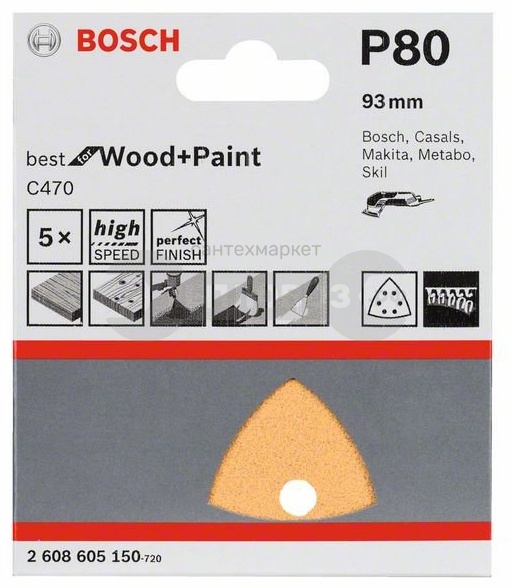 Купить Bosch 2608605150 93мм К80, 5шт в интернет-магазине Тепловоз