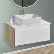 Купить Акватон Либерти, 89 см, белый глянец/дуб эльвезия в интернет-магазине Дождь