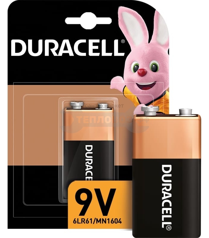 Купить Duracell Basic 9V 6LR61, 1шт в интернет-магазине Тепловоз