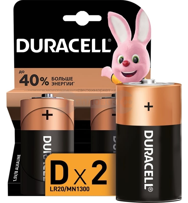Купить Duracell Basic D 1.5V LR20, 2шт в интернет-магазине Тепловоз