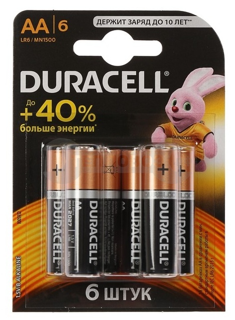 Купить Duracell Basic AA 1.5V LR6, 6шт в интернет-магазине Тепловоз