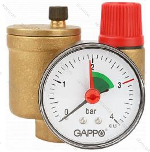 Gappo G1453 вр 1" (25), 3 бар, с манометром