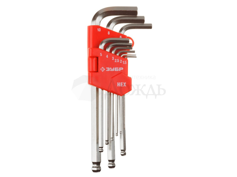Купить Зубр Мастер 27461-2_z02, Cr-V, HEX 1,5-10 мм, длинные с шариком, 9 предметов в интернет-магазине Дождь