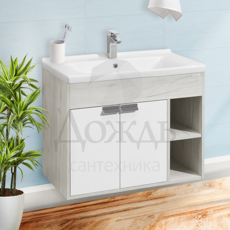 Купить Акватон Флай 80 1A237401FAX10, 80 см, белый/дуб крафт в интернет-магазине Дождь