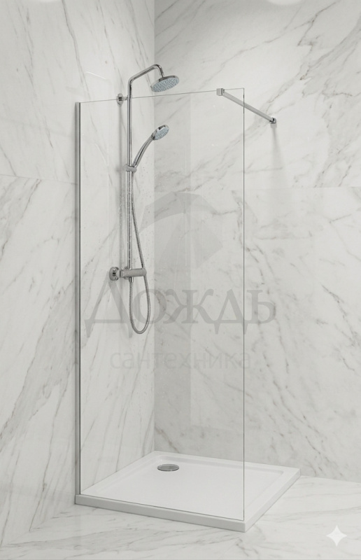 Купить Galletta 100х200 см, 6013001-1000, профиль хром, прозрачное стекло 8 мм в интернет-магазине Дождь