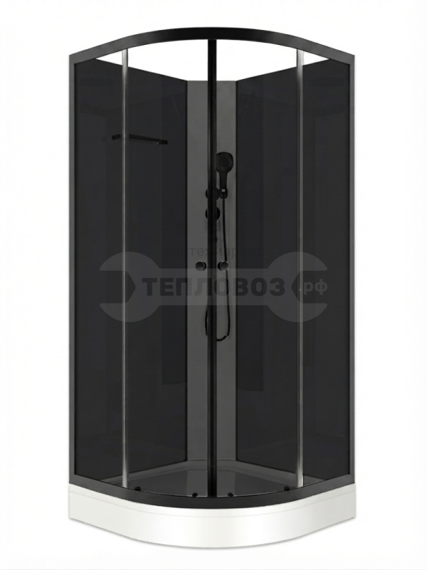 Купить 90х90 см, Domani-Spa Delight Slim DS99 L стекло тонированное, профиль графит, поддон низкий в интернет-магазине Тепловоз