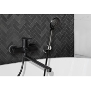 Смеситель для ванны с душевым гарнитуром Otgon Grace Black M33570-235CB, черный матовый