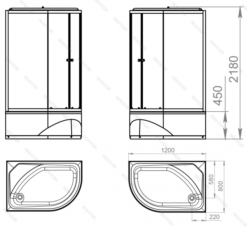 Domani-Spa 120х80 см Delight Slim D128 high L, сатин-матированный стекло, профиль белый, поддон высокий
