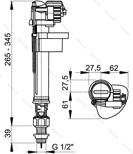 Alca A18-1/2", нижний подвод