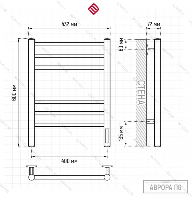 Terminus Аврора П6, 60х40 см, КС графит