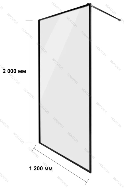 Galletta 120 см, CP-001-1200 BT, прозрачное стекло, профиль черный, без поддона