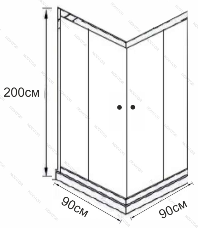 Galletta 90х90 см, 310 90SQ-BT-01, 90SQ, прозрачное стекло, профиль черный, с поддоном