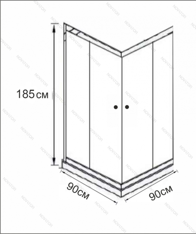 Galletta 90х90 см, 310 90Q-W-BT-01, прозрачное стекло, профиль черный, без поддона