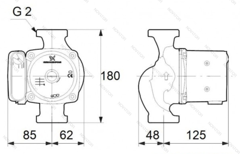 Grundfos 95906442 UPS 32-80, 180 мм