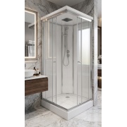 Galletta 90х90 см, 6002011, прозрачно стекло, профиль хром, поддон низкий