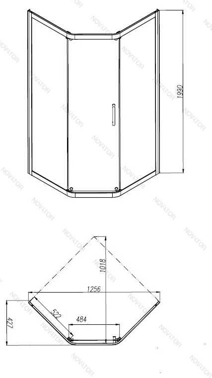 Galletta 90х90 см, 6001001-90-CH, прозрачное стекло 6 мм, профиль хром