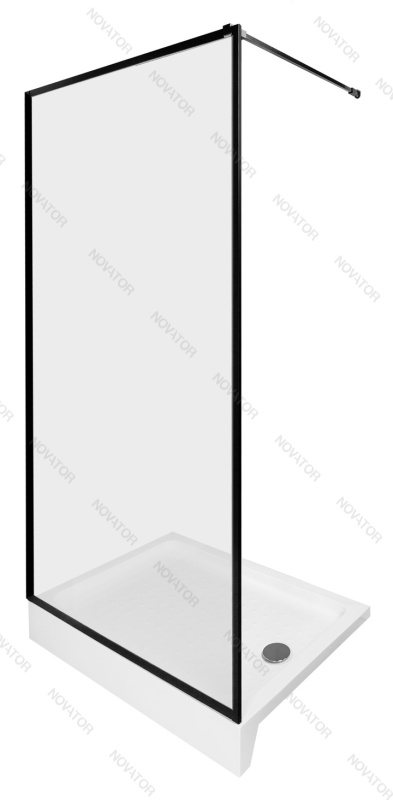 Galletta 120х90 см CP-001-1200 BT, 310 120SQ, прозрачное стекло, профиль черный, с поддоном