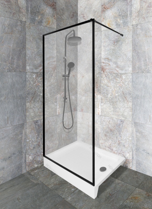 Galletta 120х90 см CP-001-1200 BT, 310 120SQ, прозрачное стекло, профиль черный, с поддоном