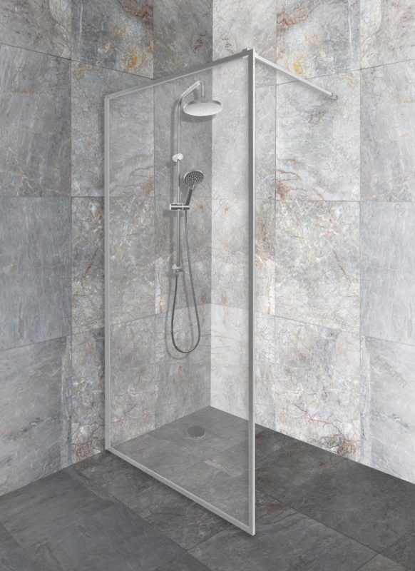 Galletta 120 см CP-001-1200, прозрачное стекло, профиль серебряный, без поддона