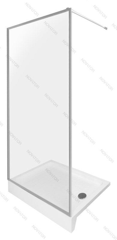 Galletta 120 см, CP-001-1200, 310 120SQ, прозрачное стекло, профиль серебряный, с поддоном