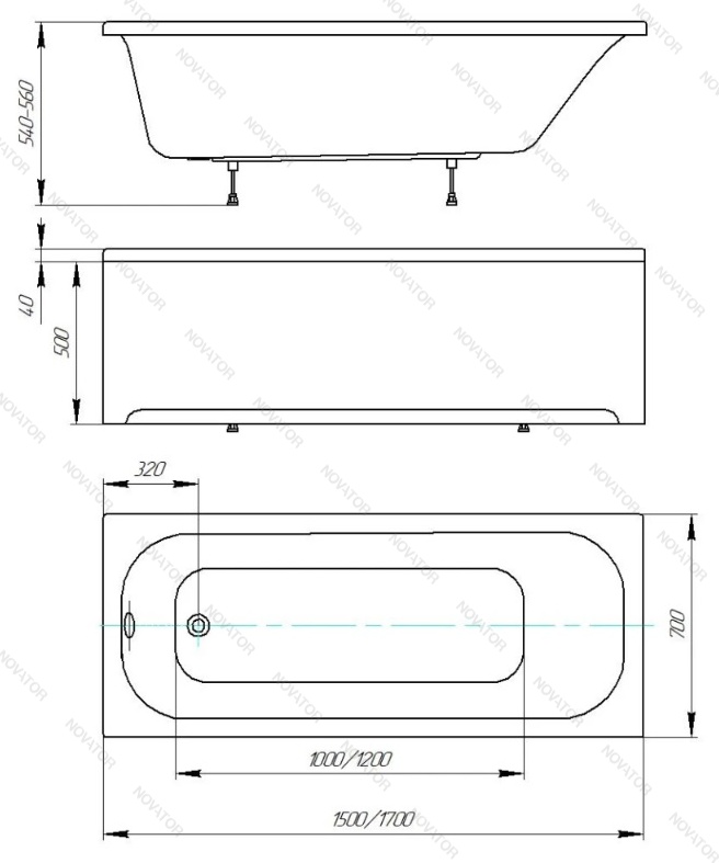 170х70 см Aquatek Лугано LUG170-0000001, каркас KAR-0000058, панель EKR-F0000087