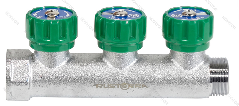 Rusterra Rcrvb-2003E вр 3/4"х3-выхода, нр 1/2"