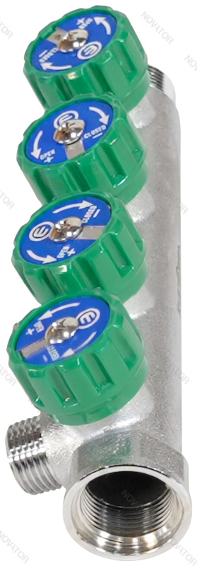 Rusterra Rcrvb-2004E вр 3/4"х4-выхода, нр 1/2"