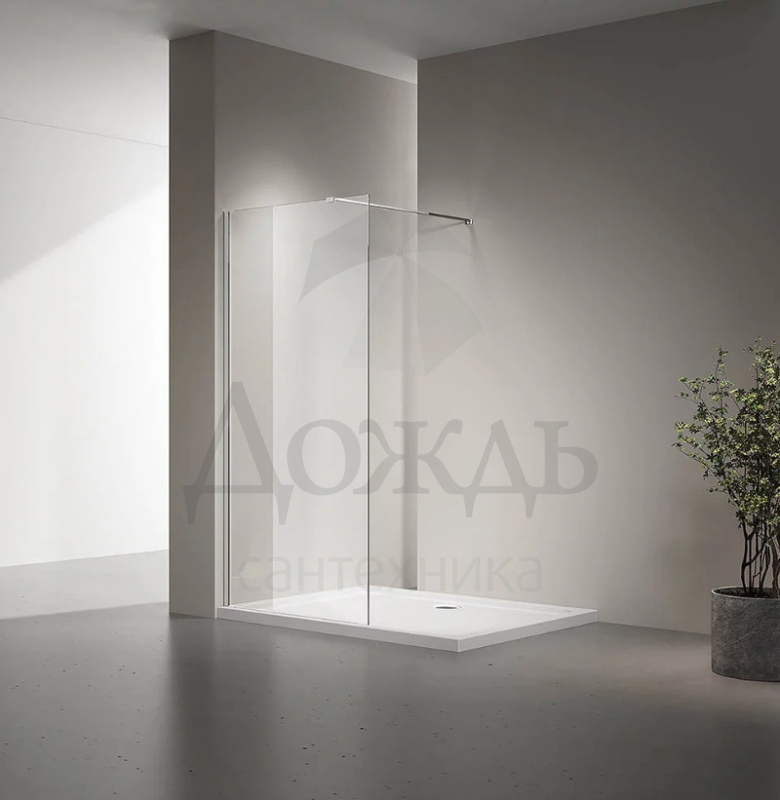 Купить Veconi 100х200 см, KR-72 KR72-100-01-C8, стекло прозрачное, профиль хром в интернет-магазине Дождь