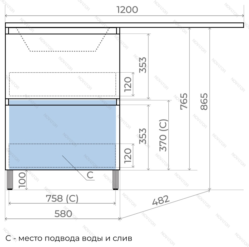 Марко Марсал Plus 120 см, чаша слева, белый