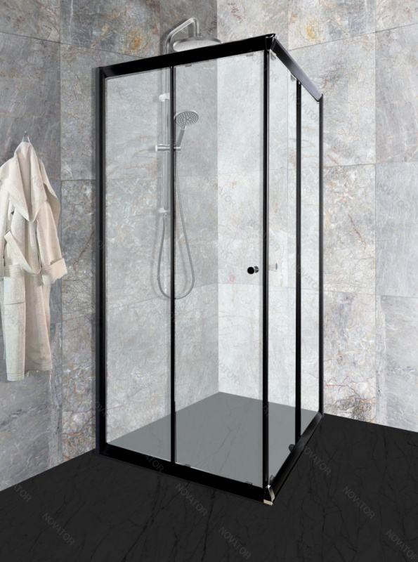 Galletta 90х90 см, 310 90Q-W-BT-01, прозрачное стекло, профиль черный, без поддона