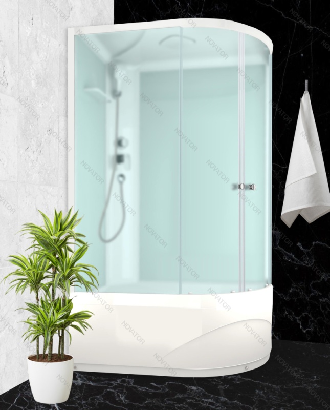 Domani-Spa 120х80 см Delight Slim D128 high L, сатин-матированный стекло, профиль белый, поддон высокий