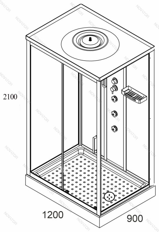 Galletta 120х90 прозрачное стекло, профиль хром , поддон низкий