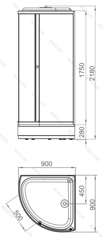 DOMANI-Spa Simple 90х90 см, тонированное стекло, профиль графит, поддон средний