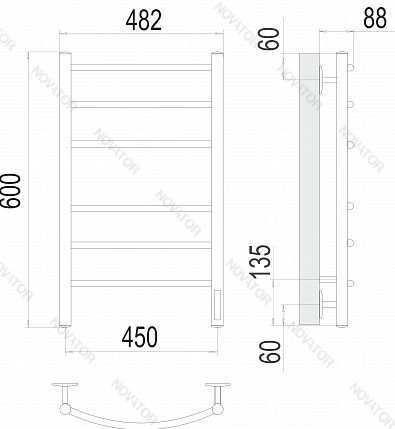 Terminus Классик П6 КС9005, 60х45 см, черный матовый